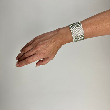 Brazalete Telar Plata Grueso Difuminado Turquesa T
